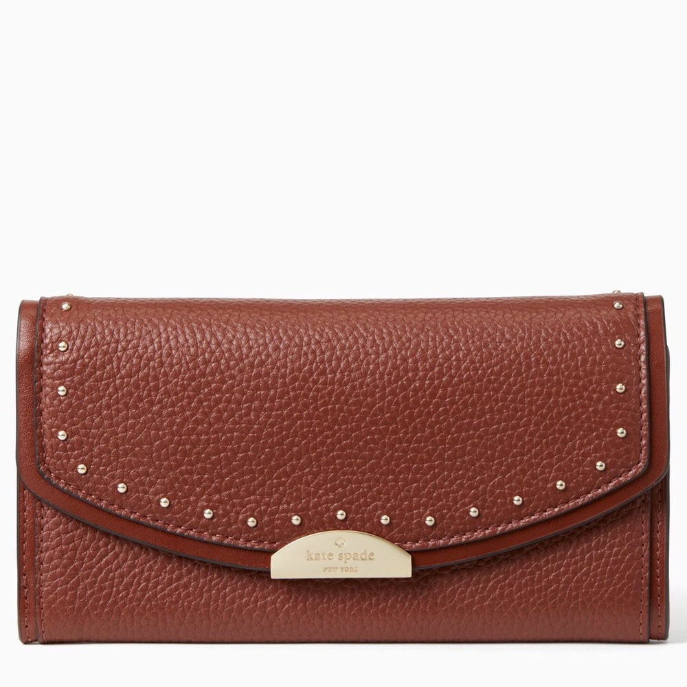 Kate Spade ♠️ NWT Brown Studded Clutch/Wallet - Picture 2 of 8